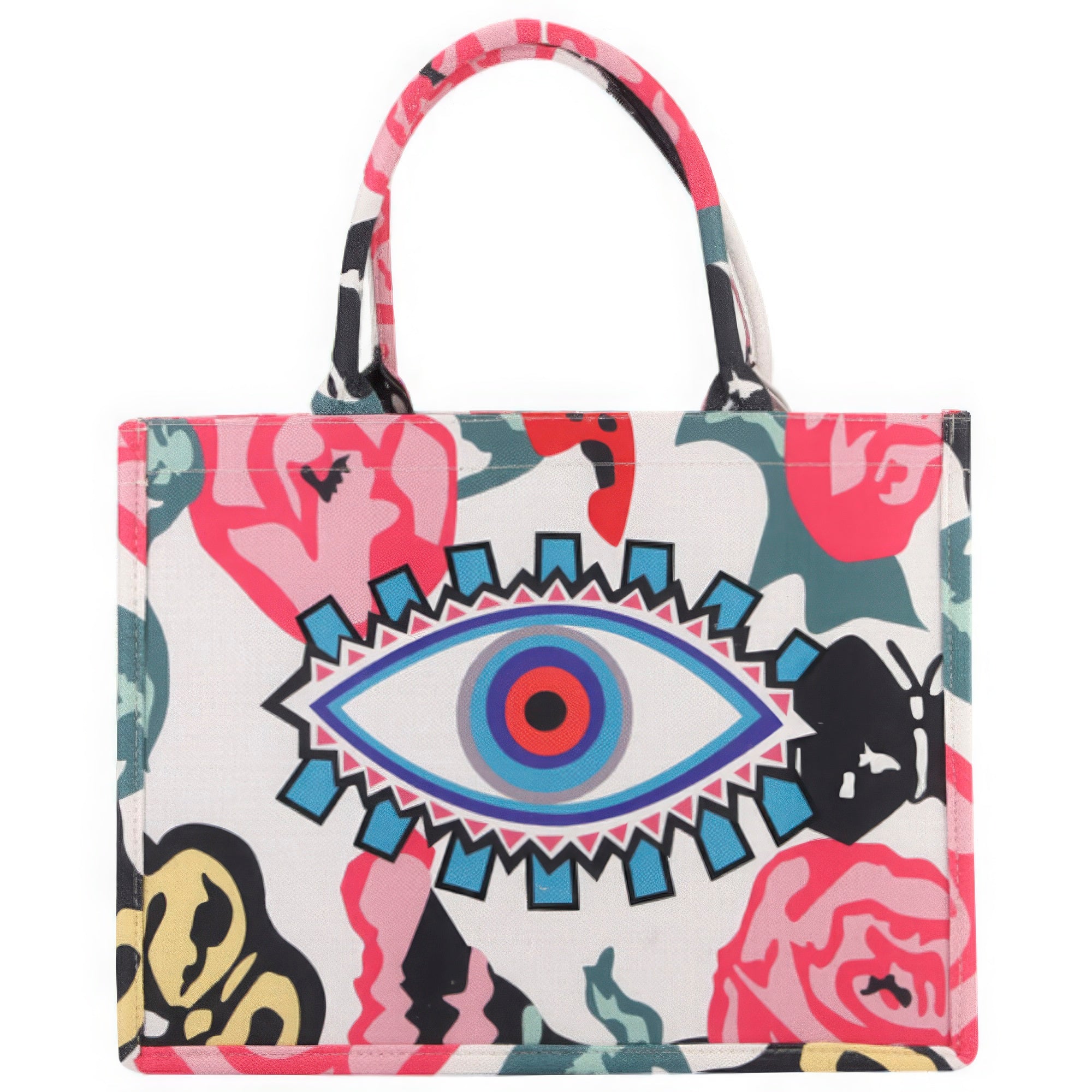 Flower Evil Eye Print Tote Bag - Multi