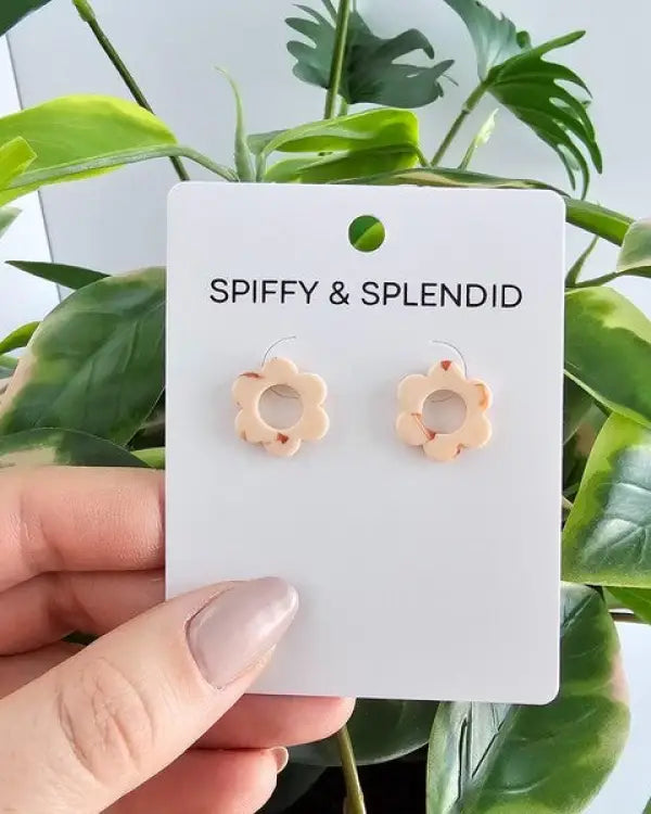 Flower Studs - Peach - Peach / OneSize