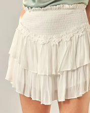 Flower Trim Around Waist Skort