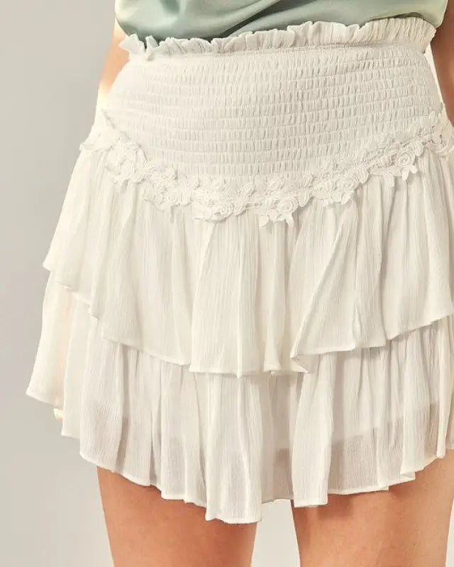 Flower Trim Around Waist Skort