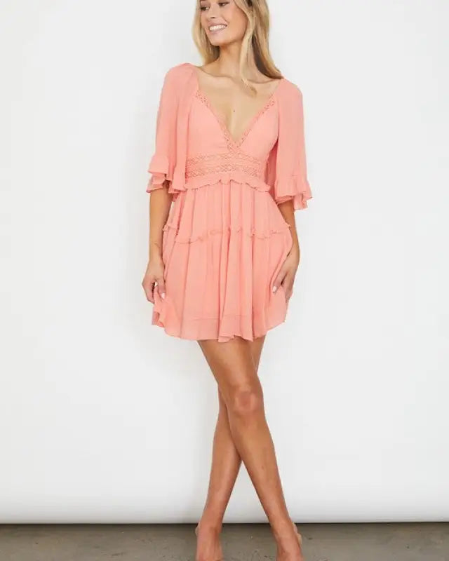 Flutter Sleeved Mini Dress