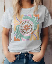 Focus On The Good Boho Graphic Tee - Ash / S