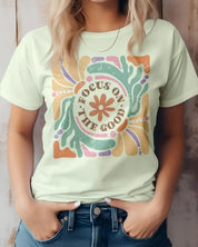 Focus On The Good Boho Graphic Tee - Citron / S