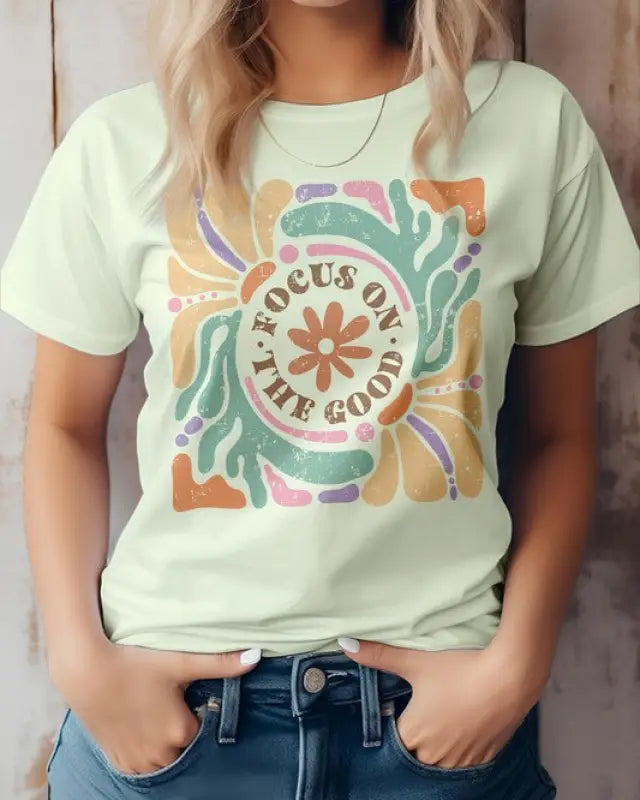 Focus On The Good Boho Graphic Tee - Citron / S