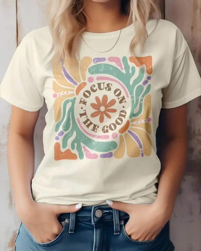 Focus On The Good Boho Graphic Tee - Natural / S