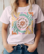 Focus On The Good Boho Graphic Tee - Soft Pink / S