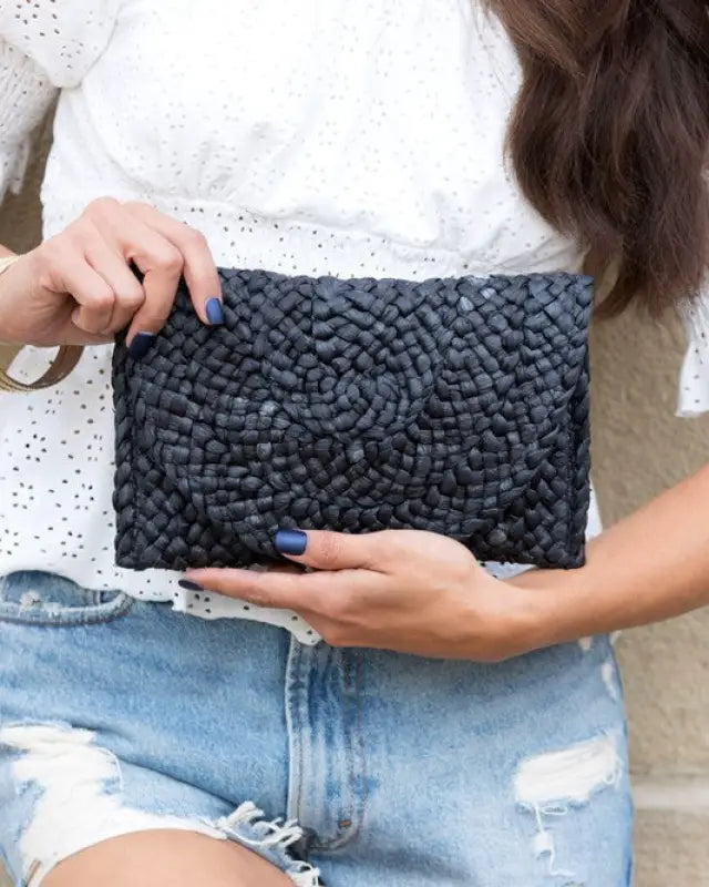 Fold Over Straw Clutch