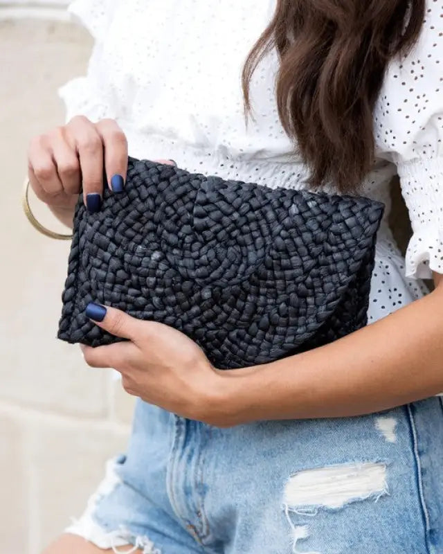 Fold Over Straw Clutch