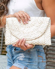 Fold Over Straw Clutch