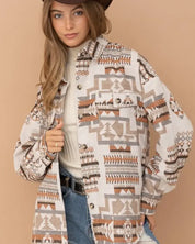 Frayed Aztec Western Shacket