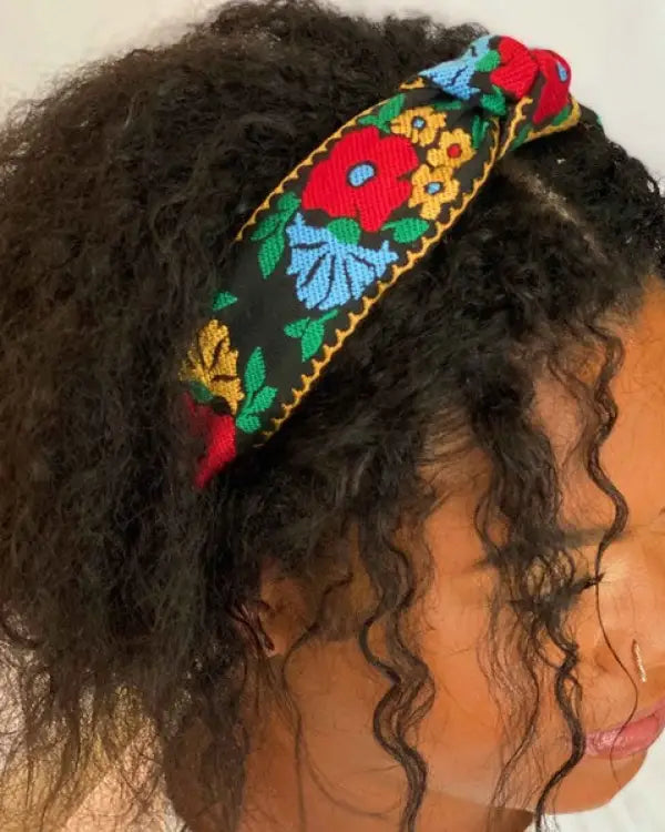 French Floral Embroidered Headband