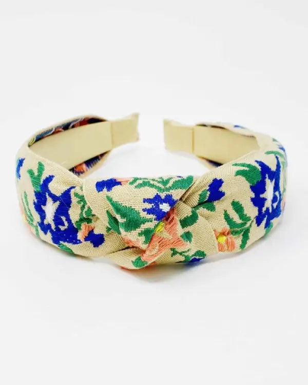 French Floral Embroidered Headband