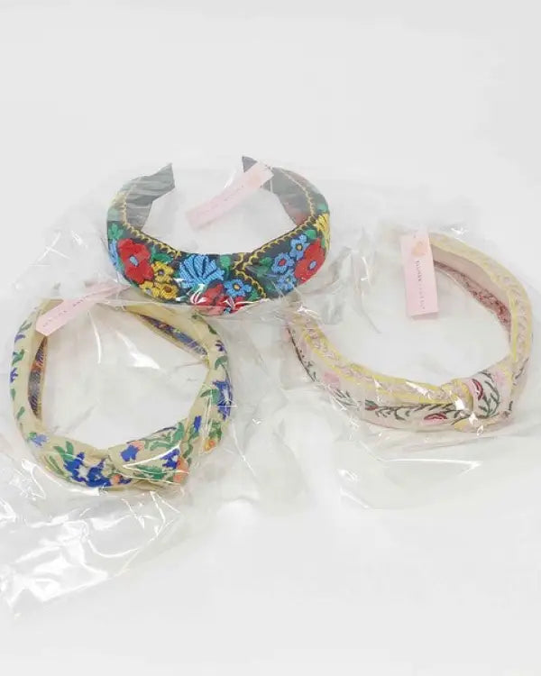 French Floral Embroidered Headband