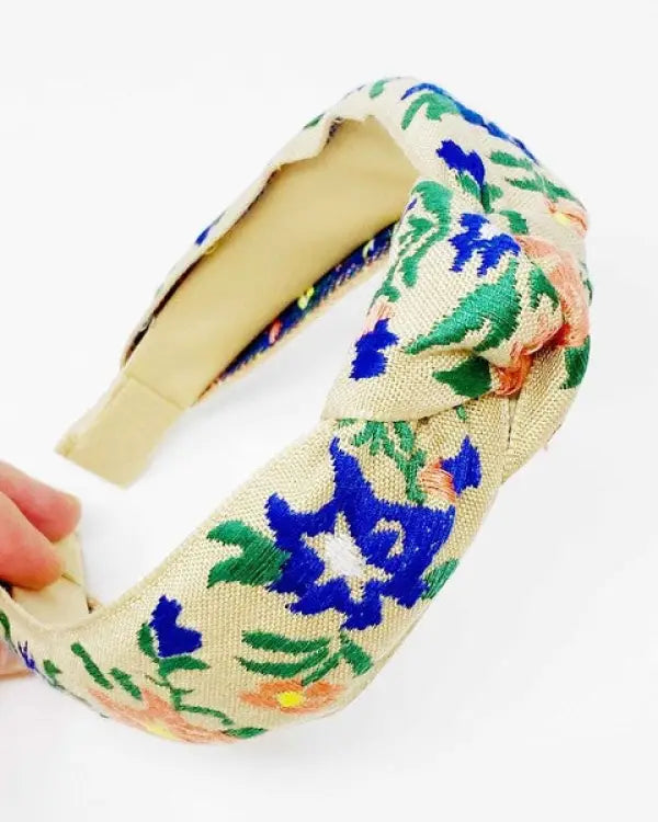 French Floral Embroidered Headband