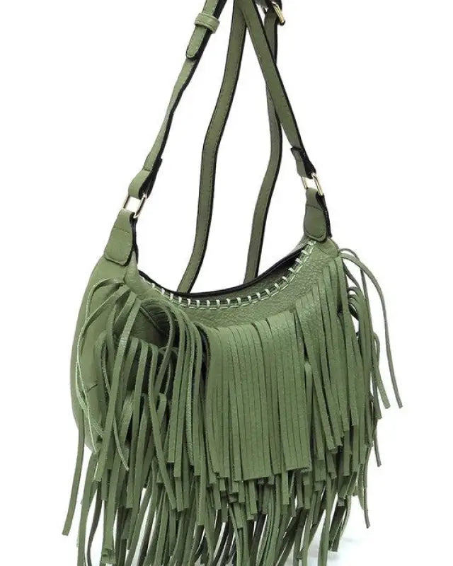 Fringe Hobo Crossbody Bag