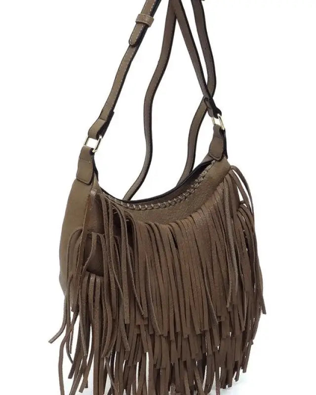 Fringe Hobo Crossbody Bag