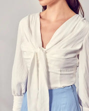 Front Tie Long Sleeve Top