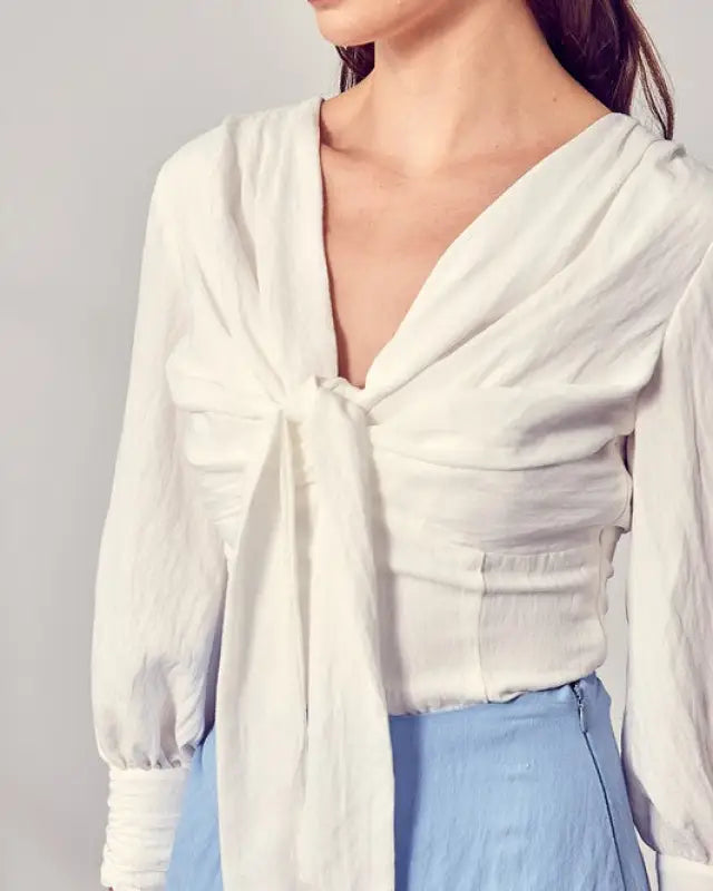 Front Tie Long Sleeve Top