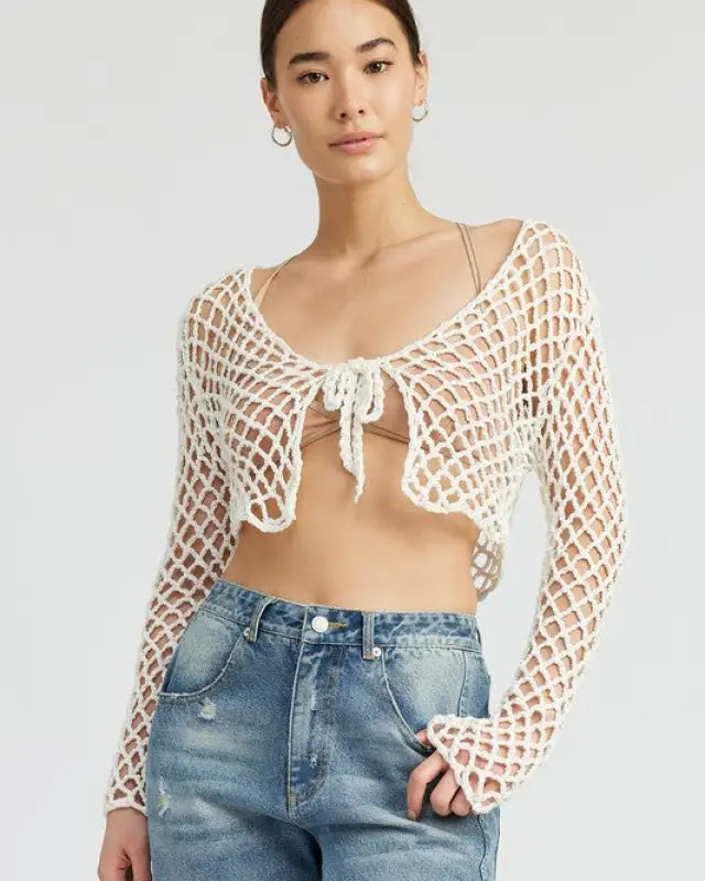 Front Tie Rope Crochet Top