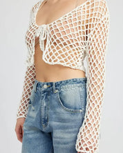 Front Tie Rope Crochet Top