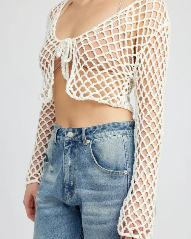 Front Tie Rope Crochet Top