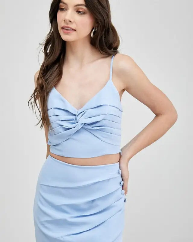 Front Twist Cami Top - SKY BLUE / S