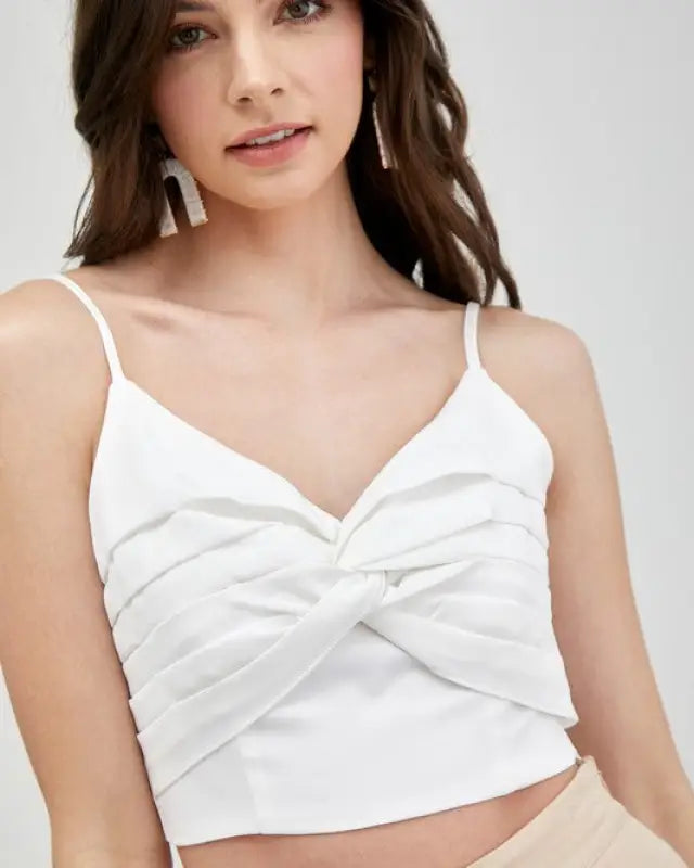 Front Twist Cami Top - WHITE / S