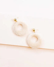 Fuzzy Mod Circle Earrings - Cream / OS