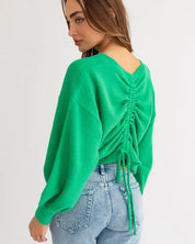 Fuzzy Sweater With Back Ruching