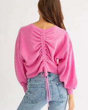 Fuzzy Sweater With Back Ruching