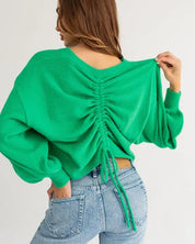 Fuzzy Sweater With Back Ruching