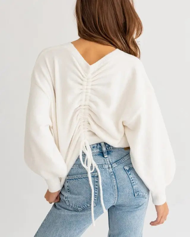 Fuzzy Sweater With Back Ruching