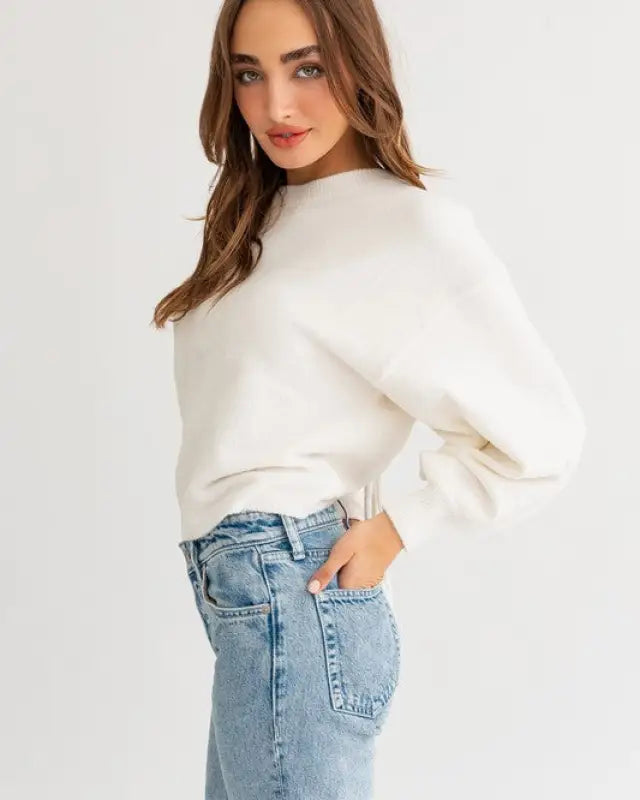 Fuzzy Sweater With Back Ruching