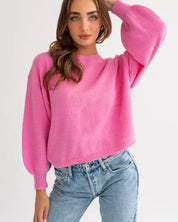 Fuzzy Sweater With Back Ruching