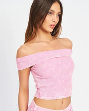 GARMENT DYE STRAPLESS CROP TOP