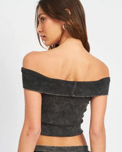 GARMENT DYE STRAPLESS CROP TOP