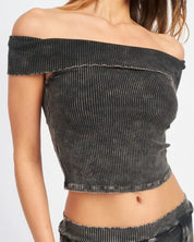 GARMENT DYE STRAPLESS CROP TOP