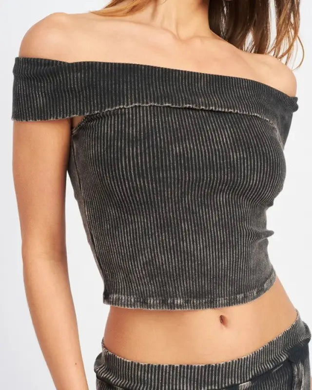 GARMENT DYE STRAPLESS CROP TOP