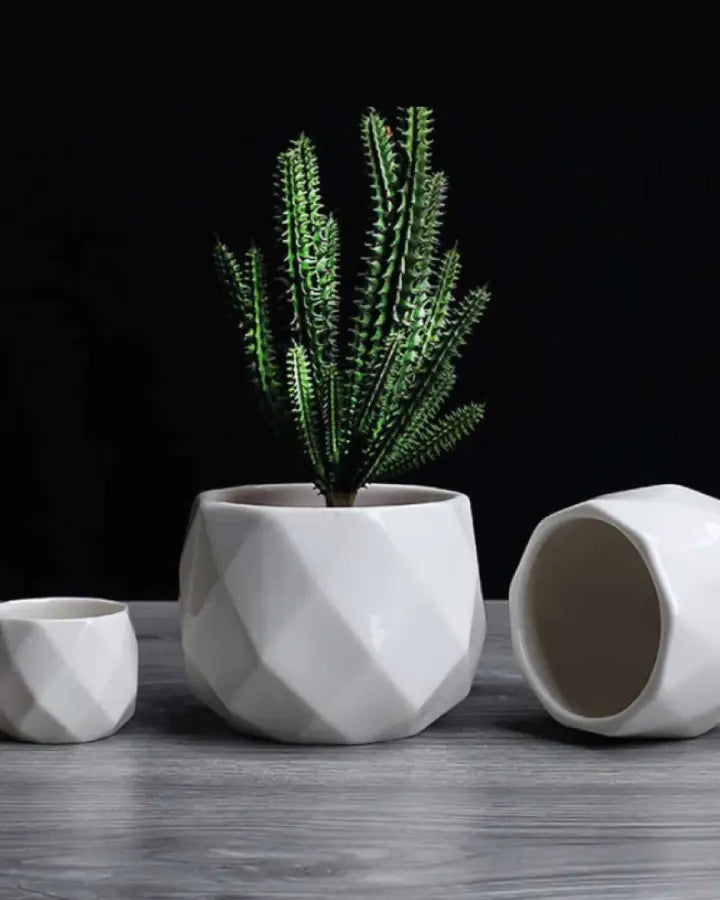 Geo Rounded Trio Set Of 3 Planters - Ceramic / Os