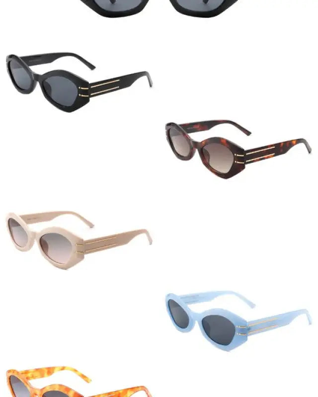 Geometric Oval Slim Fashion Round Sunglasses