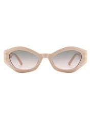 Geometric Oval Slim Fashion Round Sunglasses - Nude / OneSize