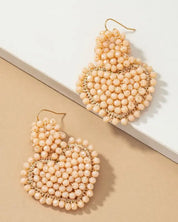 glass beaded heart drop earrings - Peach / One Size - Rings