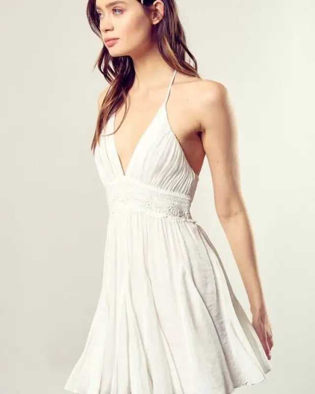 Greta Lace Trim Open Back Dress