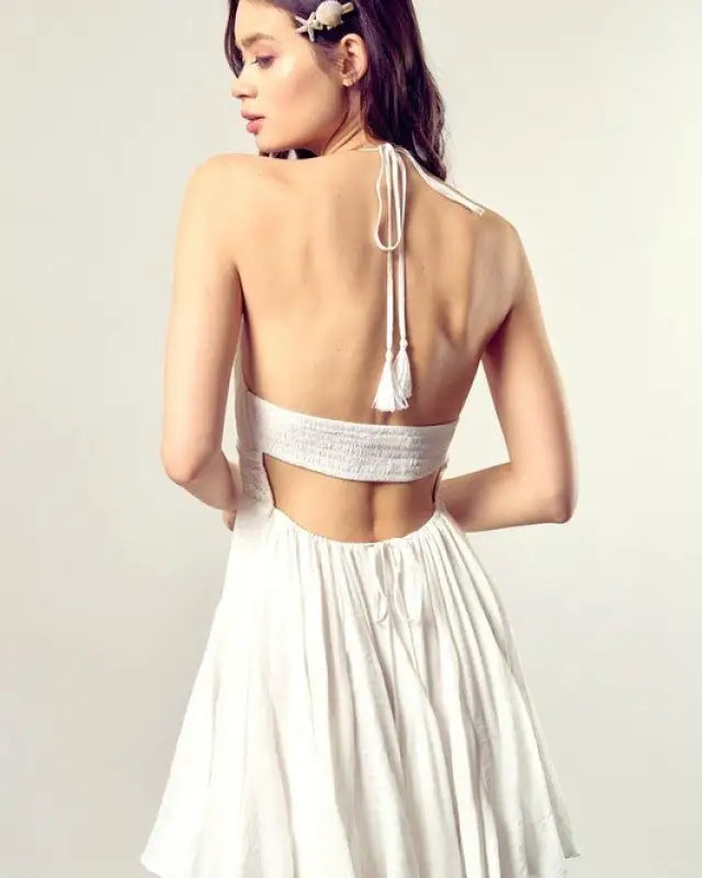 Greta Lace Trim Open Back Dress