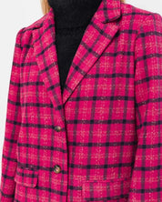 Grid Tartan Single Button Blazer Coat