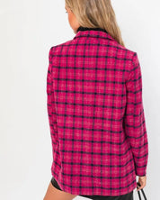 Grid Tartan Single Button Blazer Coat