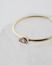 Half Moon Crystal Ring - Gold-5 / 3