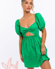 Half Sleeve Twisted Front Dress