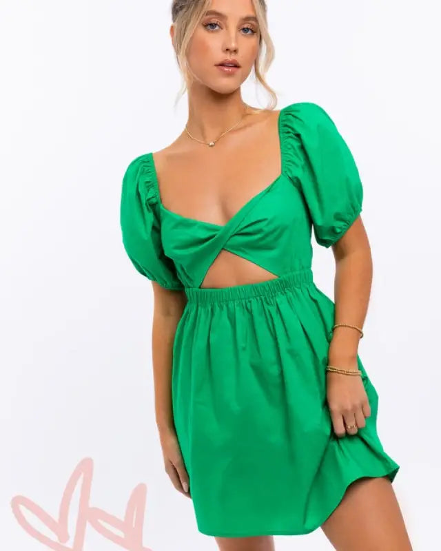 Half Sleeve Twisted Front Dress