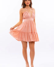 Halter Babydoll Tiered Mini Dress